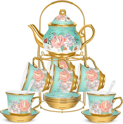 20 Pcs Porcelain Tea Set for Adults by Gandeer