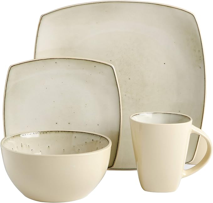 Gibson Soho Lounge Square Reactive Glaze Stoneware Dinnerware Set, Service - Image 4