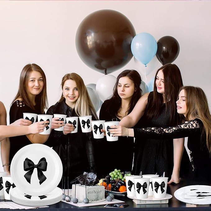 Sieral 144 Pcs Black Bow Party Supplies Coquette Cute Supplies Bachelorette - Image 7