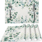 Eucalyptus Leaves Placemats Set of 4 Washable Table Place Mats for Dining Kitchen Party Decor
