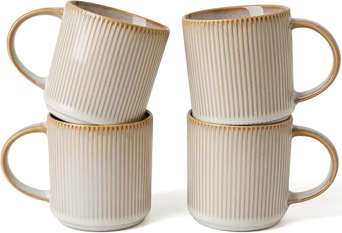 famiware Coffee Mug Set for 4, Star 12 oz Catering Mugs Cup Set by Famiware