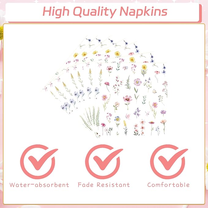 Rakuto Baby in Bloom Baby Shower Decorations Tableware Supplies, Wildflower - Image 3
