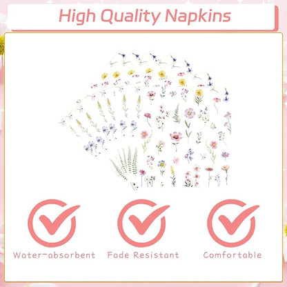 Rakuto Baby in Bloom Baby Shower Decorations Tableware Supplies, Wildflower - Image 3