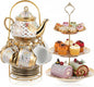 21 Pcs Porcelain Tea Set for Women Tea Party by Maxcheck