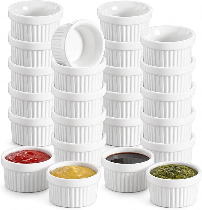 24 Pcs 1 oz Mini Dipping Ramekin Tiny Ramekin Porcelain Souffle Dish | Small by Unknown