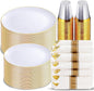 KIRE 350 PCS White and Gold Plates by KIRE