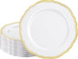 Hioasis 60pcs Gold Plastic Plates - White and Gold Disposable Dinnerware with Gold Rim, Heavy-duty, 10.25 inch, Dinner Plates for Party & Wedding