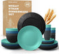40 PCS Wheat Straw Plates and Bowls Sets, Dishware Set by Perlapoc