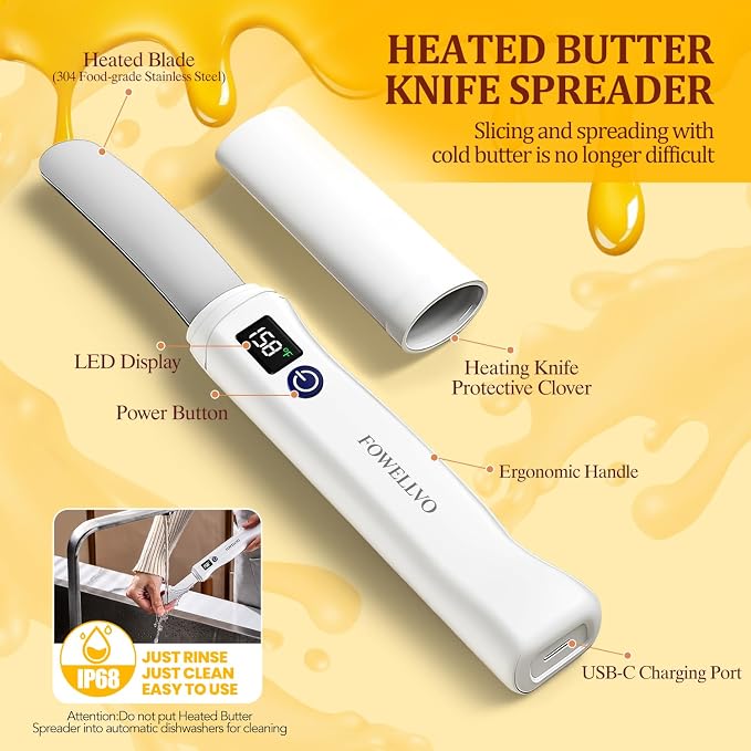 Heated Butter Knife Spreader – Stainless Steel, IP68 Waterproof, Rechargeable - Image 3
