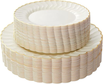 Lullaby 60PCS Ivory Scalloped Plastic Plate by LULLABY