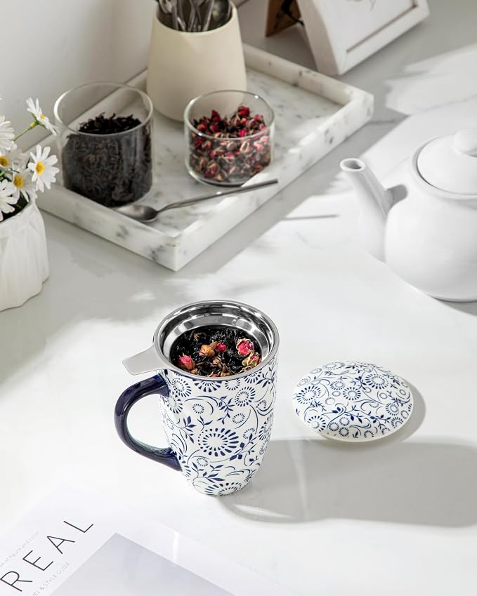 vancasso SELENE Porcelain Tea Mug, 18 oz Porcelain Tea Cup - Image 8