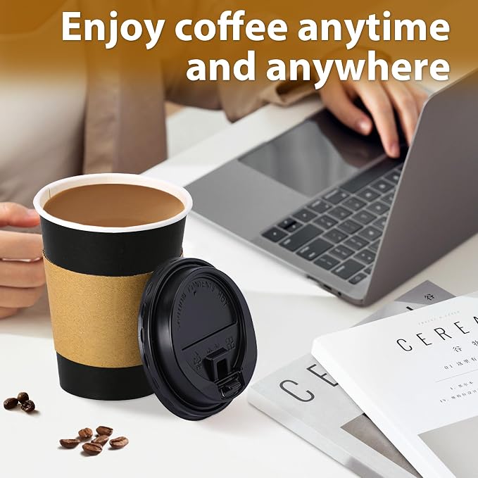 Clawsoff 100 Pack 12 oz Disposable Coffee Cups - Image 4