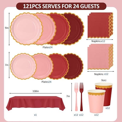 Burgundy Plates and Napkins Party Supplies - Image 2