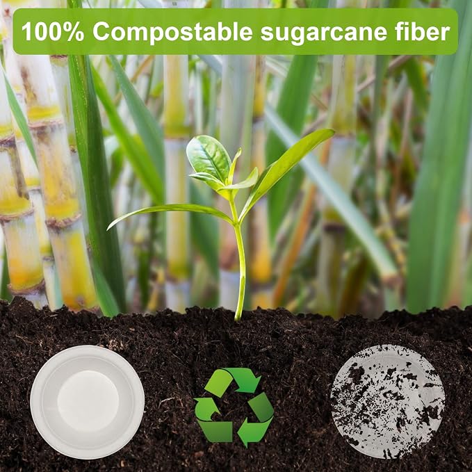 greensight Paper Bowls Disposable 16 oz, 200 Pack White Sugarcane | - Image 6