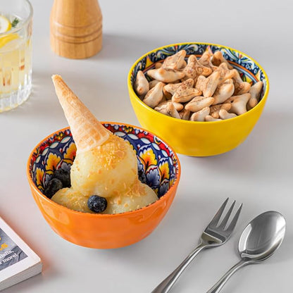 vancasso 12 Oz Ceramic Cereal Bowls Set of 6, Bohemian Soup Oatmeal Bowls | - Image 8