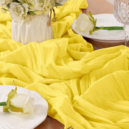 Yellow Cheesecloth Table Runner 160 Inches 14 Ft Gauze Table Runner | Summer - Image 6