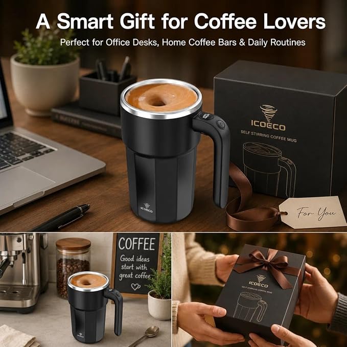 Self Stirring Coffee Mug, 12oz Rechargeable Magnetic Mixing Cup - Image 7