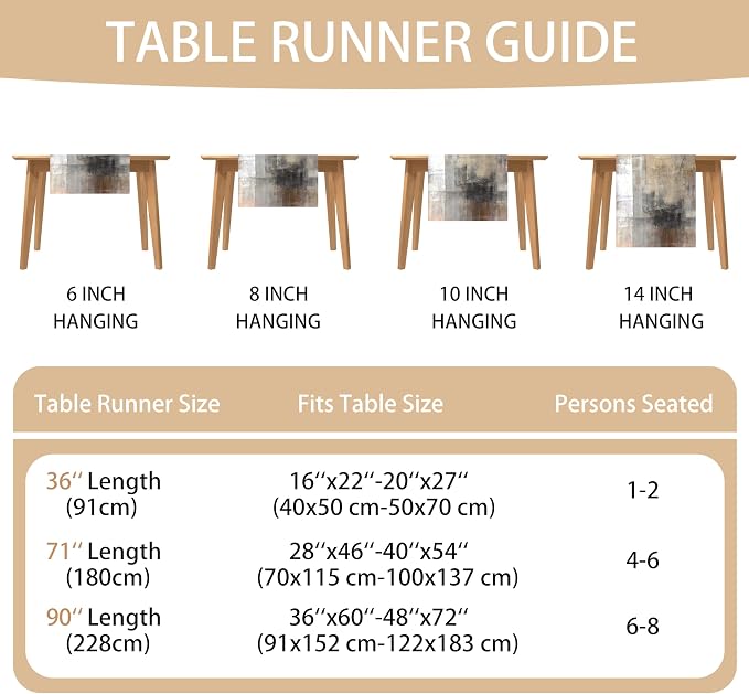Brown Grey Table Runners Modern Art Farmhouse Linen Table Runners Dresser - Image 5