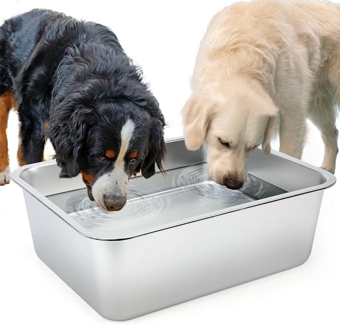 5 Gallon Large Dog Water Bowl, Stainless Steel Bowl, Giant Dogs | 5 Gallon by Lonepetu