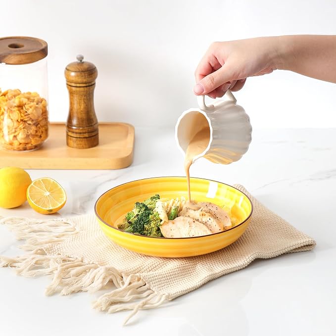 KitchenTour Pasta Bowls, Ceramic Salad Bowls Serving Bowl Set 26 oz, 8 Inch - Image 6