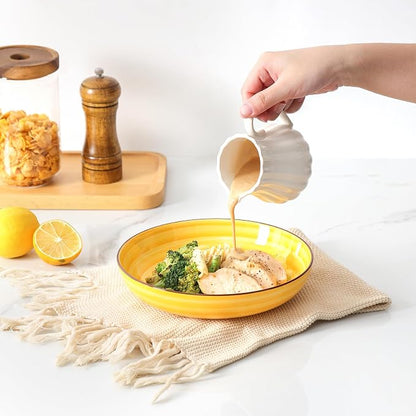 KitchenTour Pasta Bowls, Ceramic Salad Bowls Serving Bowl Set 26 oz, 8 Inch - Image 6