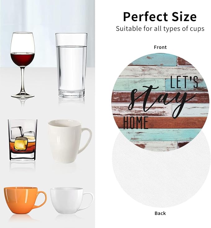 Farmhouse Wooden Home Coasters Set of 6 Coasters - Image 9