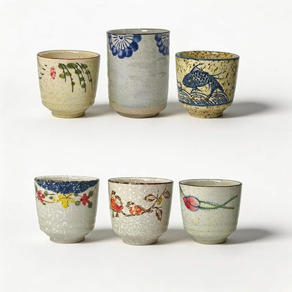 6 Pcs Japanese Tea Cups, 1 Large and 5 Small Ceramic Coffee Cups by BAMXSXBO