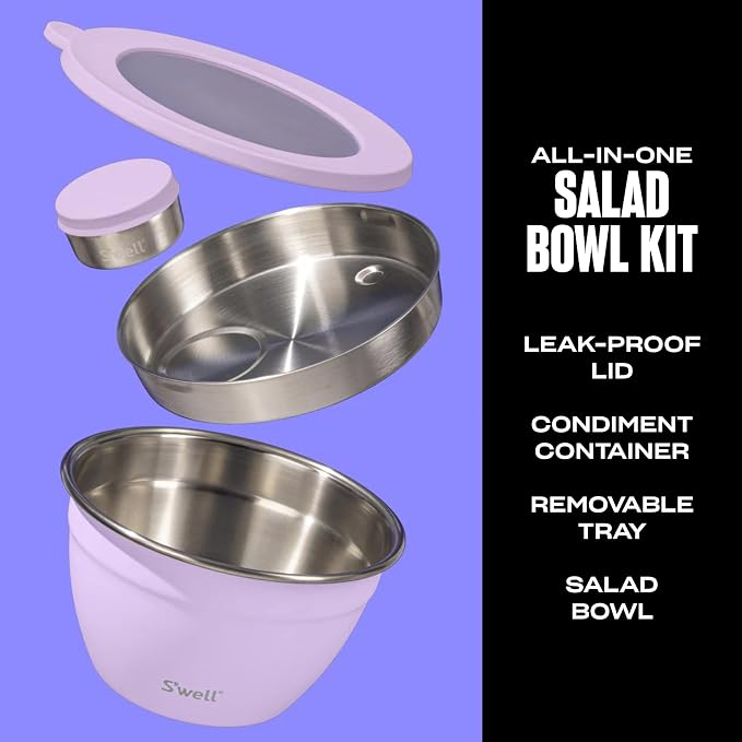 S'well Stainless Steel Salad Bowl Kit 64oz, Comes - Image 2