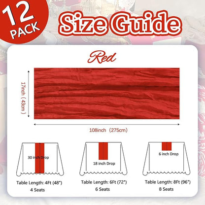12 Pack Red Cheesecloth Table Runner 17 x 108 Inch | Boho Gauze Cheese Cloth - Image 2