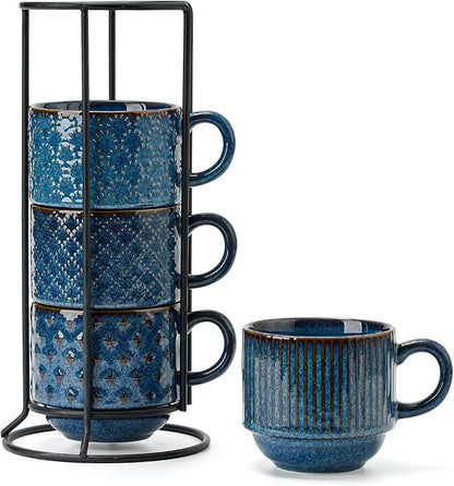 Large Ceramic Coffee Mug Set of 4 by JHJIEMEIHOME
