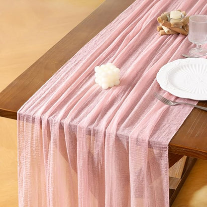 Cheesecloth Table Runner Summer Boho Wedding Shower Party Home Decor | Pink by Socomi