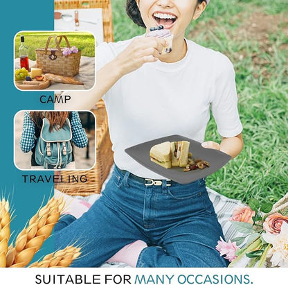 Teivio 16-piece Plastic Wheat Straw Square Dinnerware Set - Image 6