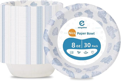 30 Pack Paper Bowls, 8 Oz Disposable Soup Bowl, Heavy Duty Printed Disposable by Unknown