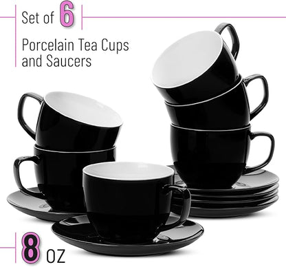 BTaT- Cappuccino Cups with Saucers 8 oz, Au Lait, Flat White, Dishwasher - Image 2