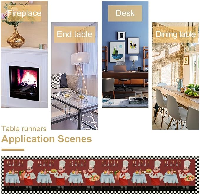 Chef Table Runner, Farmhouse Burlap Table Runners - Image 7