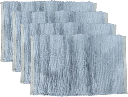 Perilla Home Natural Chindi Jute Placemats Set of 4 Vintage Boho 13x19 Inch Grey Rectangle Table Mats for Kitchen Dining Room Home Decor Banquets Family Gathering Rustic Cotton Stripe Washable Mat