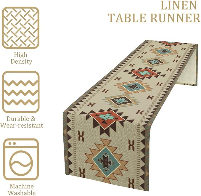 Aztec Southwest Table Runner, Ethnic Geometric Table Runners Dresser Scarves - Image 4