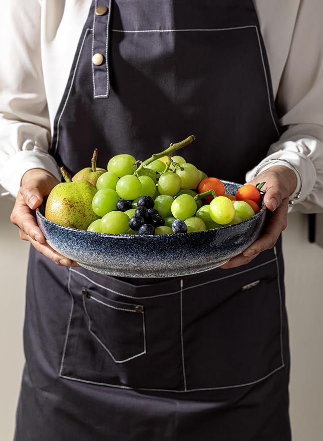 S&Q'S CERAMICS Large Serving Bowls Set of 4, 65 oz Wide Shallow Plates - Image 7