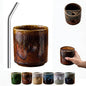 18oz Ceramic Coffee Mug with Hole, Vintage Kiln Style Handleless Tumbler by Unknown