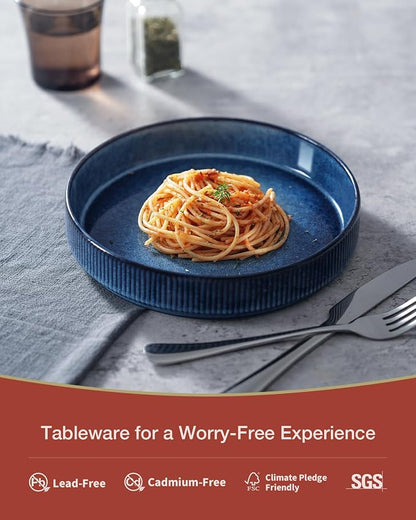 famiware Star 8.25" Pasta Bowls Set of 6, Bowl Plates, Nebulas Blue | Microwave - Image 3