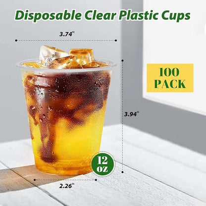 Clawsoff 12 oz Clear Plastic Cups 300 Count Disposable Iced Coffee Cups | Cold - Image 2