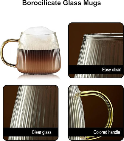 Premium Unique Glass Coffee Mugs Set of 2 Fancy Cups - Image 6