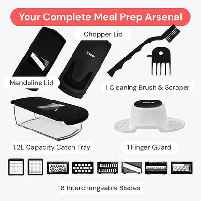 Fullstar The Original Pro Chopper - Vegetable Chopper and Spiralizer, Food Chopper with Container, Fruit Slicer, Kitchen Gadgets & Gifts, Home Essentials (8 in 1, Black)