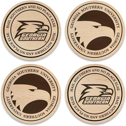 LazerEdge Georgia Southern Eagles Wooden Coaster Set - Maple Wood - Officially Licensed Product - 4-Pack