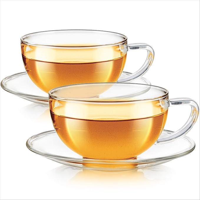 Teabloom Kyoto Teacup and Saucer Set 2-Pack – Standard Teacup Size – 6 OZ/ 180 - Image 3