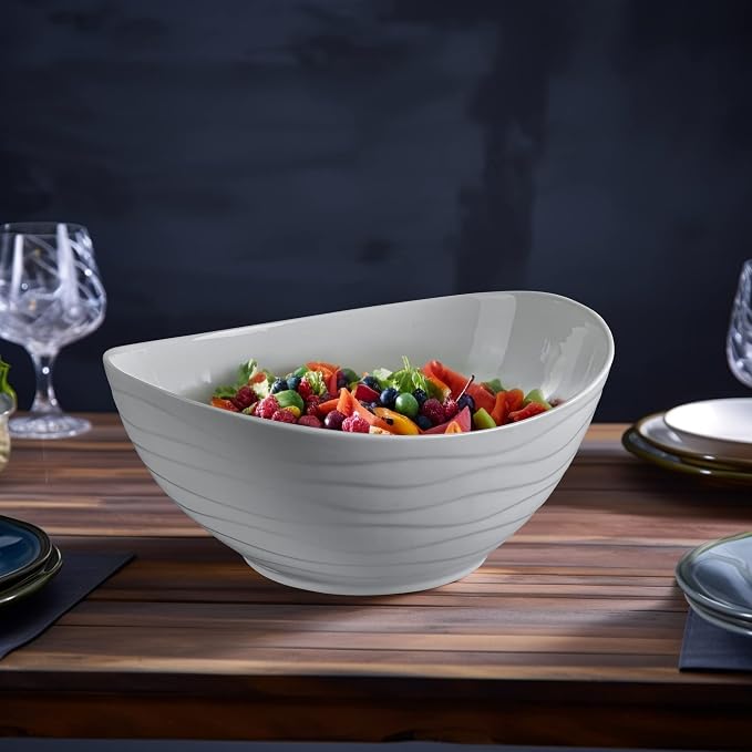 KITEISCAT Extra Large Elegant Ceramic Oval Salad Bowl Set - Image 5