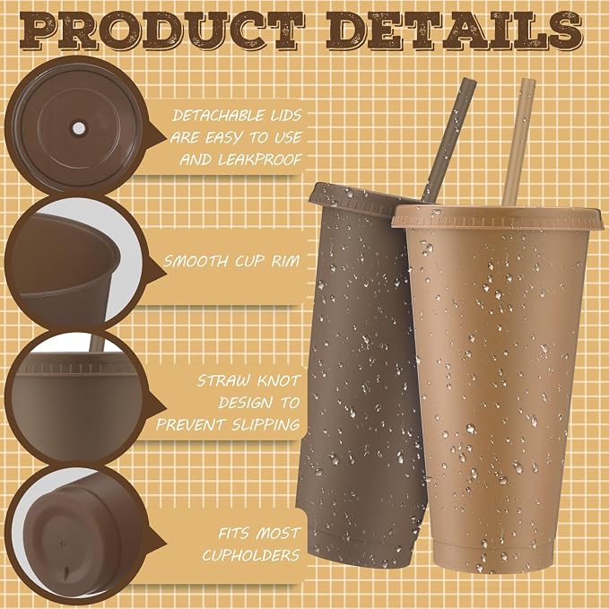 Skylety 12 Pcs Brown Plastic Cups - Image 3