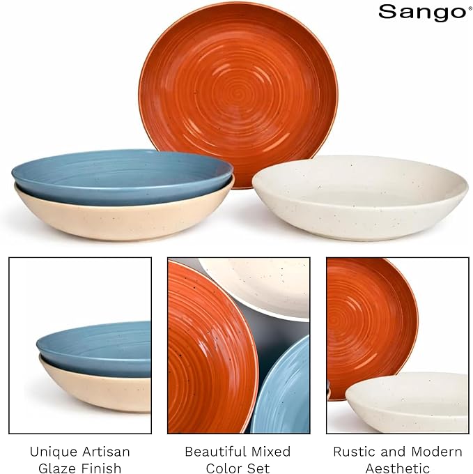 Sango Siterra Painter's Palette Stoneware Pasta Bowls – Pasta & Serving Bowls - Image 7