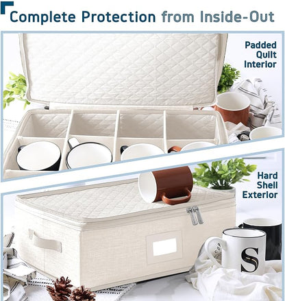 Fine China Storage Containers, 5 Piece Quilted Dish Storage Containers - Image 7