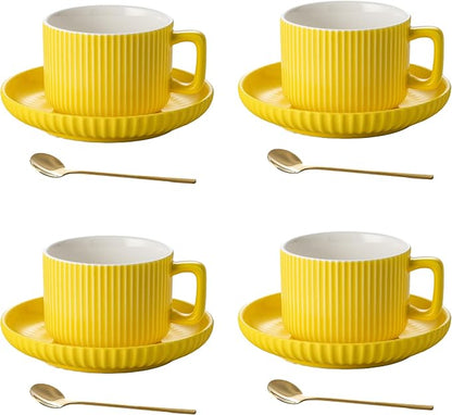 8 Ounce Cappuccino Cups Set of 4, Latte Mugs by AYUCIAPremiumCeramic